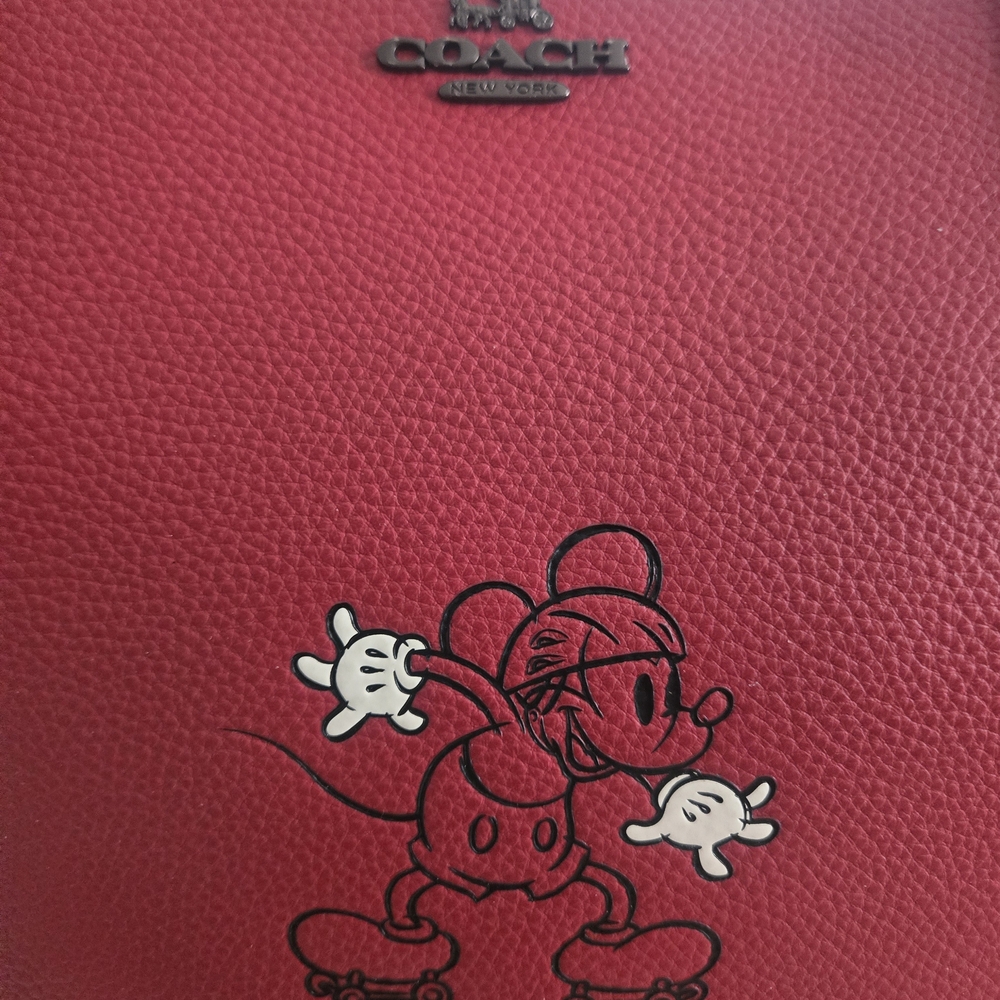 Coach Red Mickey Mouse Leather Tote - Picture 2 of 8